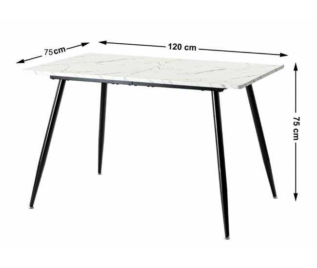 Conjunto de mesa efecto mármol y 4 sillas escandinavas retro Marron