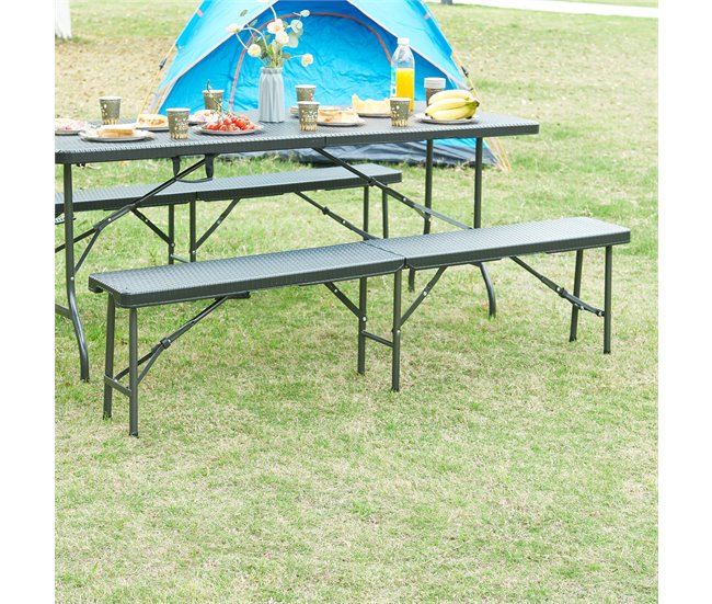 Banco plegable Mark para 4 personas metal/plástico Negro