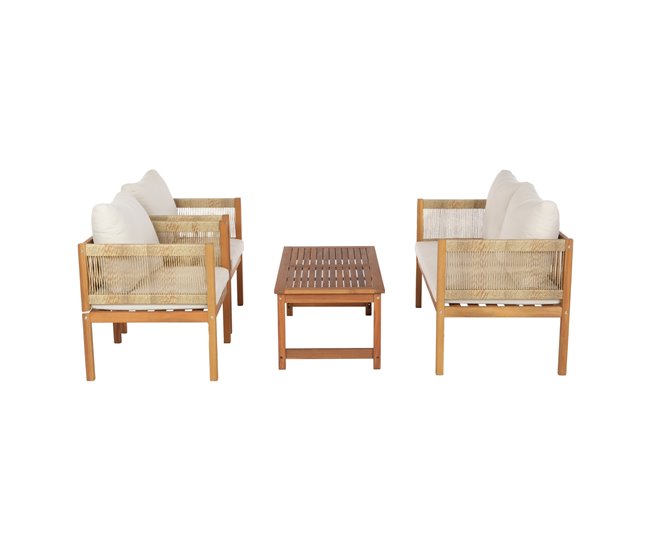 Conjunto de muebles de jardín Cannole 4 piezas ratán Madera