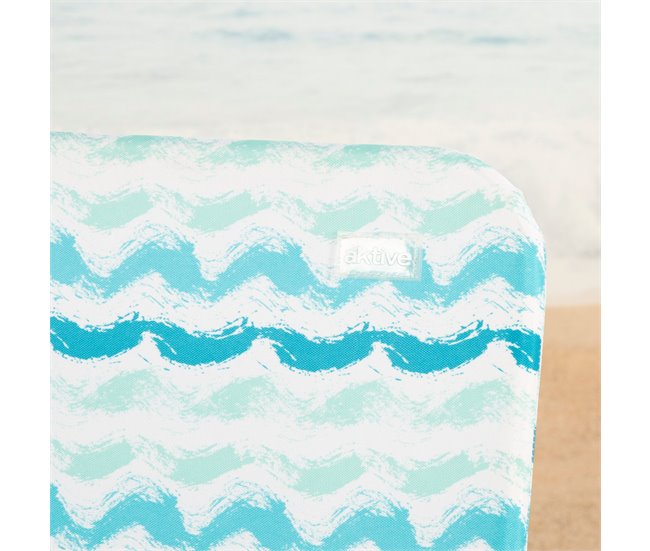 Aktive Silla de playa plegable con respaldo bajo y bolsillo trasero Azul