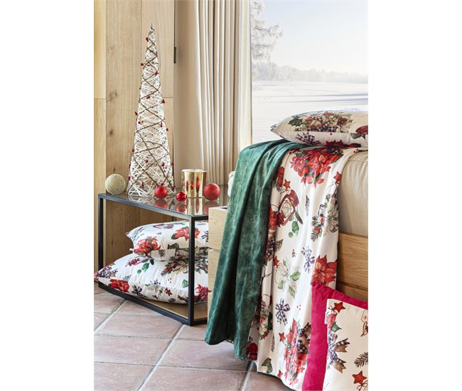 FUNDA DE COJIN DE TERCIOPELO DE NAVIDAD RIBBON Blanco
