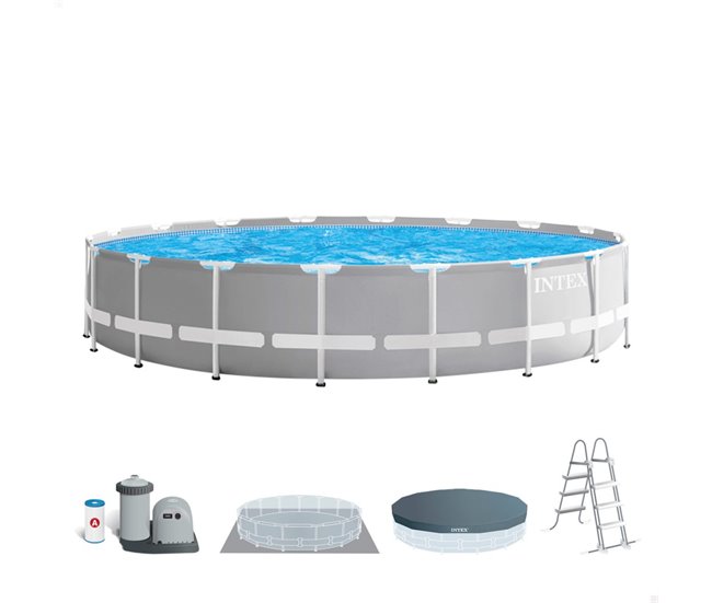 Piscina desmontable redonda intex gama prisma frame 549x122 cm con depuradora Gris