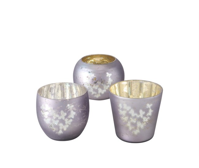 Porta velas VANESSA surtido material cristal Lila