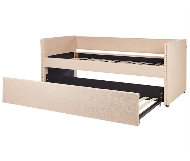 Beliani Cama con somier Bouclé TROYES 99x213 Beige