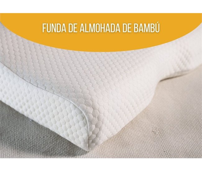Almohada Ergonómica Cervical Confort Plus con Funda de Bambú Blanco