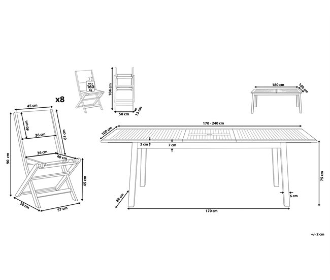 Beliani Conjunto de comedor CESANA Marron