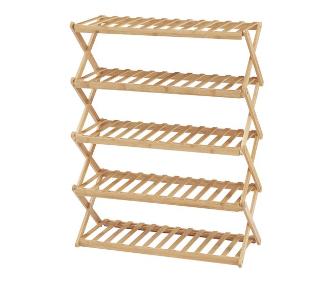 Zapatero plegable Fitzbek de 5 niveles para 10 pares bambú Natural