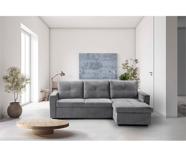 Sofa Cama Chaise Longue Pau Gris Claro