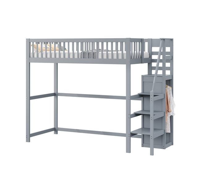 Cama alta para niños 245x95 Gris