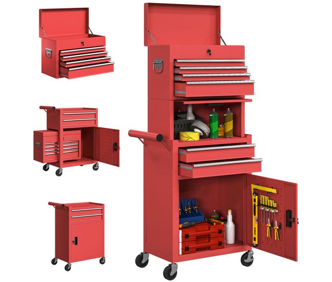 Carro de Herramientas Acero HOMCOM 60 Negro