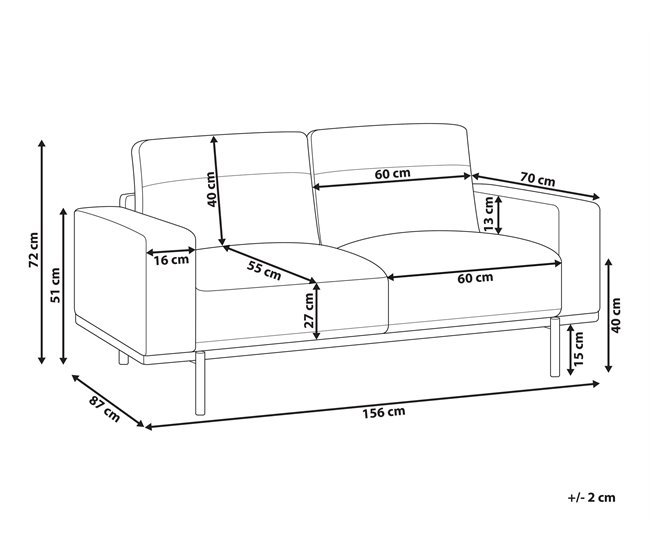 Beliani Sofá de 2 plazas Poliéster SOVIK Marron