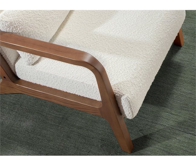 ANGEL CERDA Sillón tela blanco Nogal