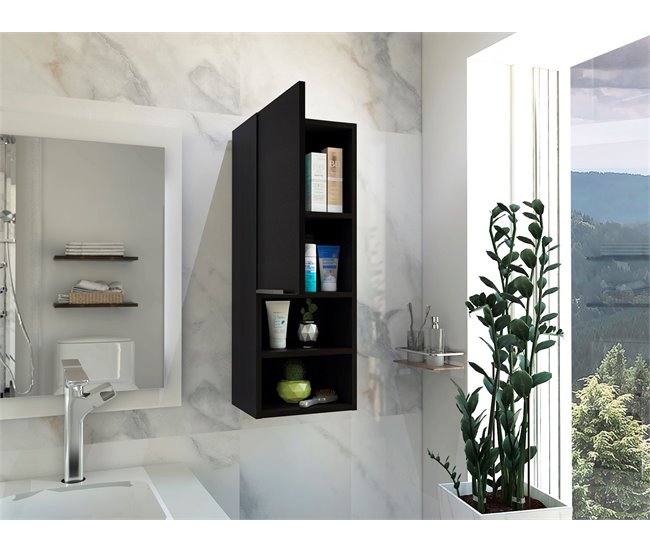 Armario de Pared baño Mila, con estantes Negro
