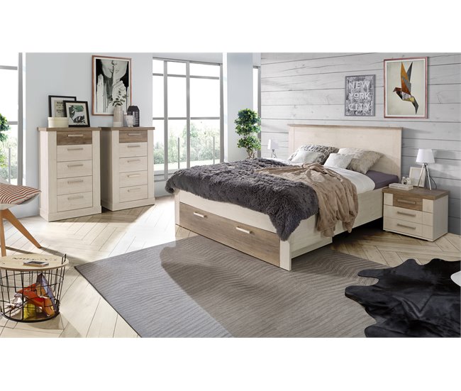 Cama de matrimonio 150x190 cm VERONA Roble
