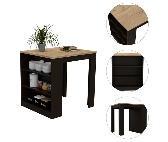 Mesa de Comedor Tanna, con Estantes Wengue