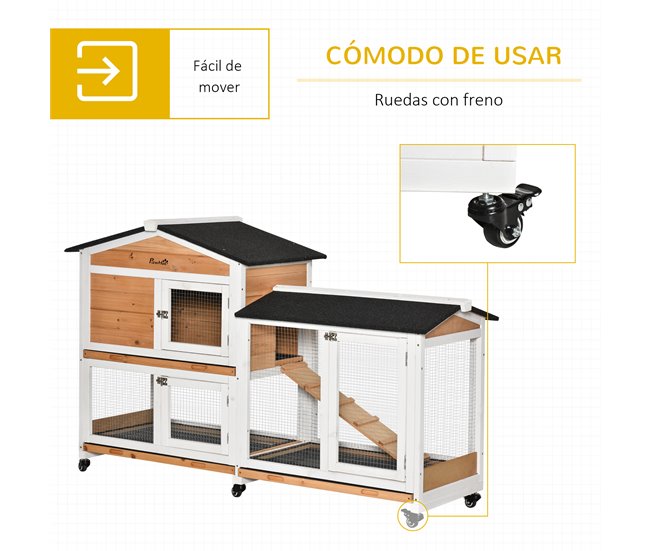 Conejera Madera de Abeto, Acero Amarillo