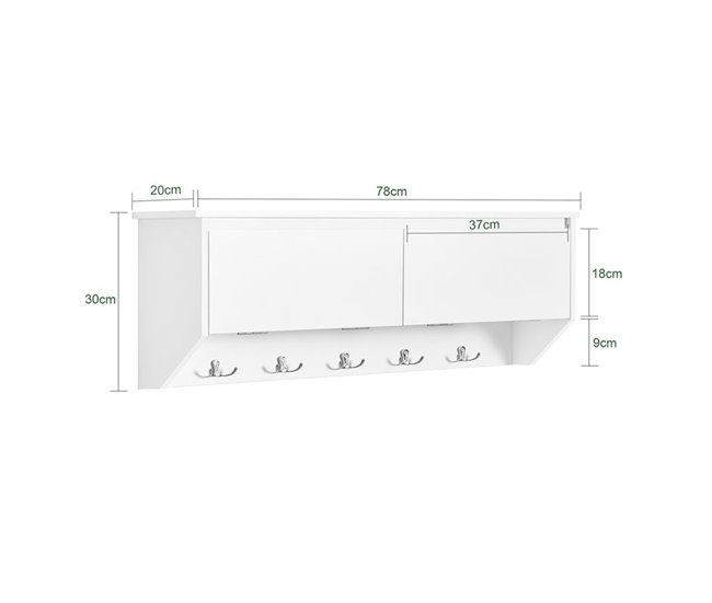 Perchero de pared con 2 Puertas y 5 Ganchos FHK24-W SoBuy Blanco