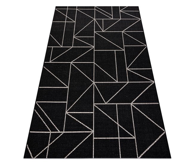 Alfombra de cuerda sisal FLOORLUX 20605 Triángulos 80x150 Negro