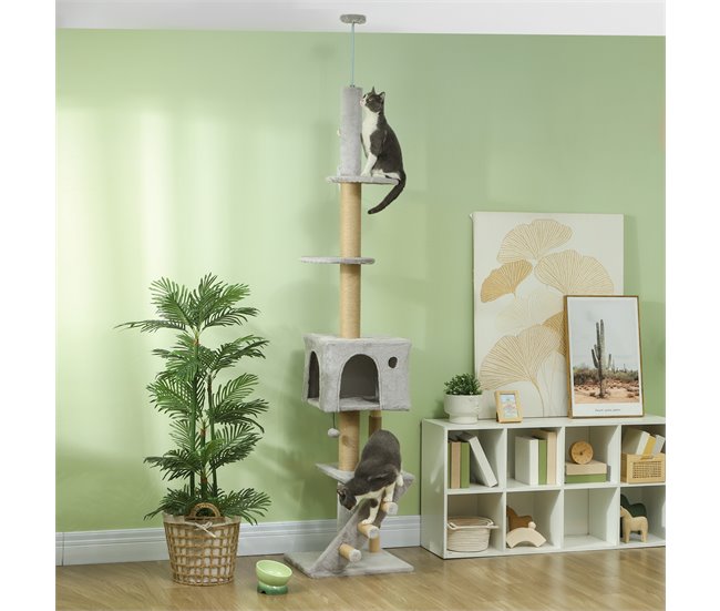 Árbol para Gatos Aglomerado de Madera PawHut Gris