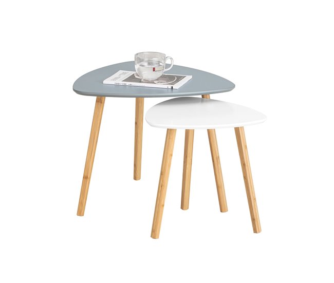Set De 2 Mesas De Café Mesa Auxiliar FBT74-HG SoBuy 55x53 Gris