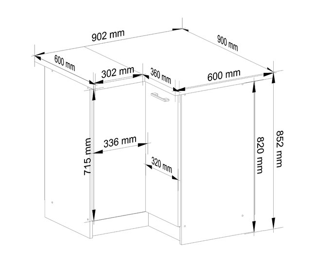 Armario de Cocina Independiente OLIWIA AKORD con 2 estantes 90 Blanco