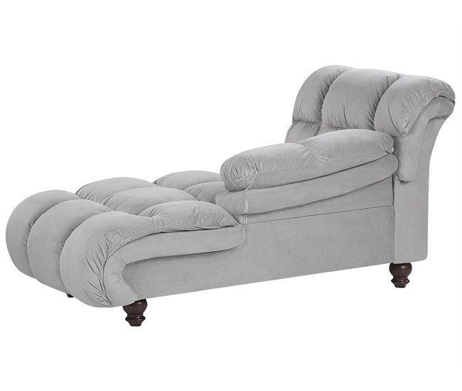 Beliani Chaise longue izquierdo Terciopelo LORMONT Gris Claro