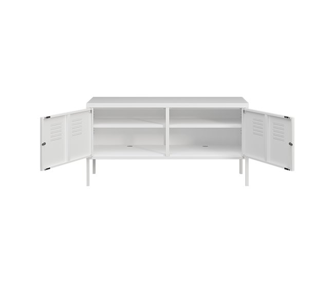 Mueble de salón Pyhtää con 2 puertas acero 118 Blanco