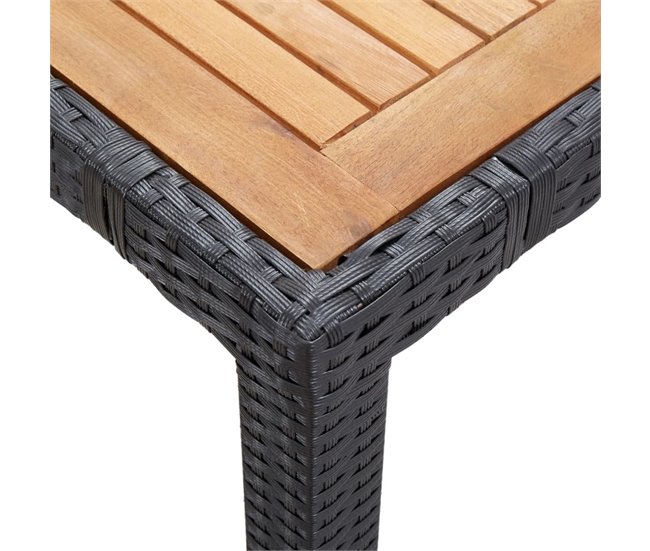 Set comedor de jardín cojines Negro