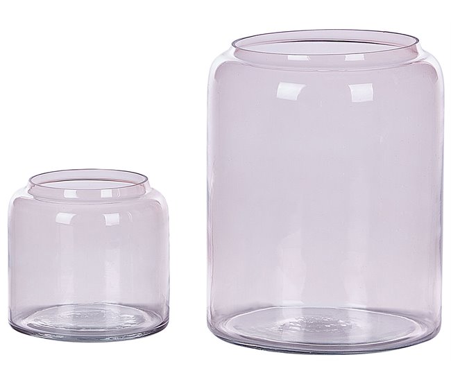 Beliani Jarrón decorativo RASAM Rosa Talco