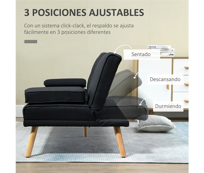 Sofá Cama Lino, Espuma HOMCOM, hogar - sofás y butacas Gris