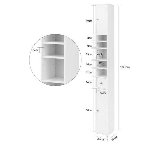 Mueble Columna de baño BZR34-W SoBuy Blanco