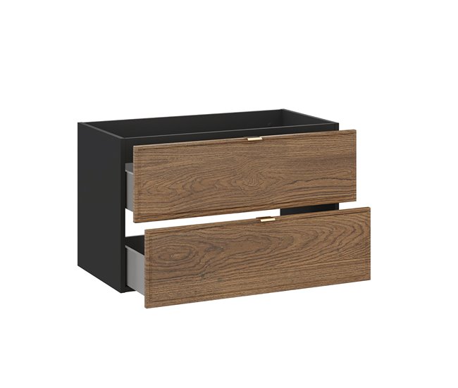 Conjunto de muebles con lavabo individual columna y espejo Elena 80 Madera