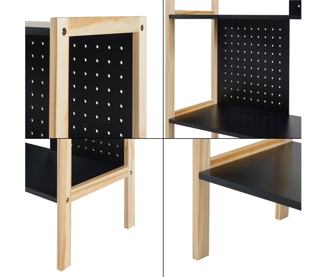 Librería Dønna de 4 niveles MDF Negro/ Crema