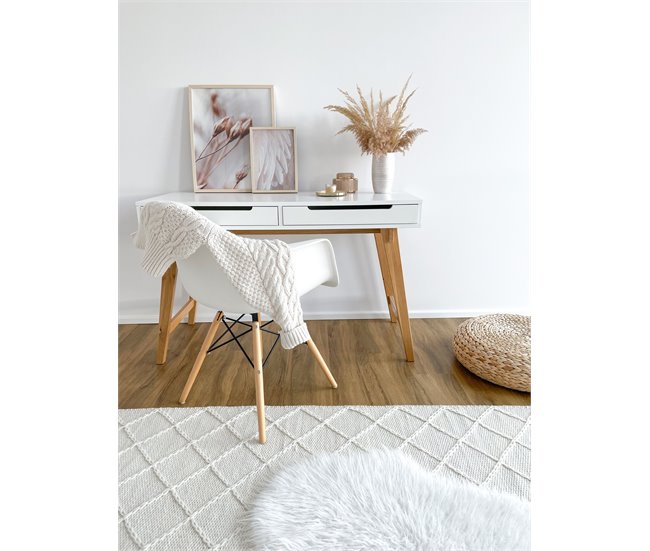Beliani Alfombra de pelo corto ELLEK 140x200 Blanco/ Beige
