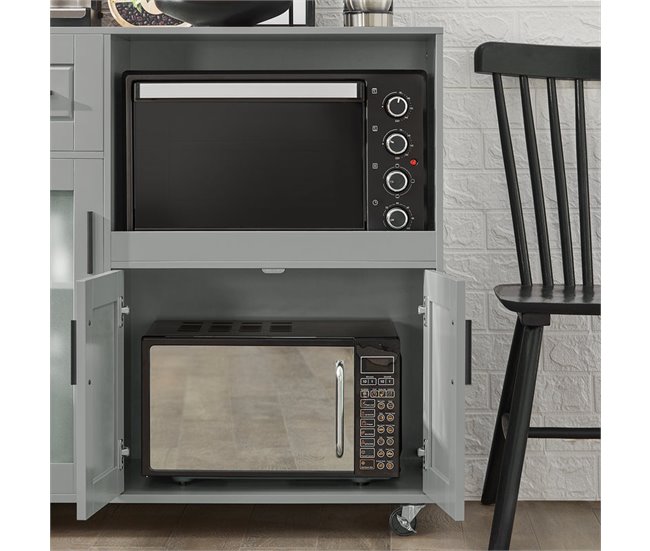Aparador Cocina con Ruedas 3 Puertas y 1 cajón FSB78-HG SoBuy Gris Claro