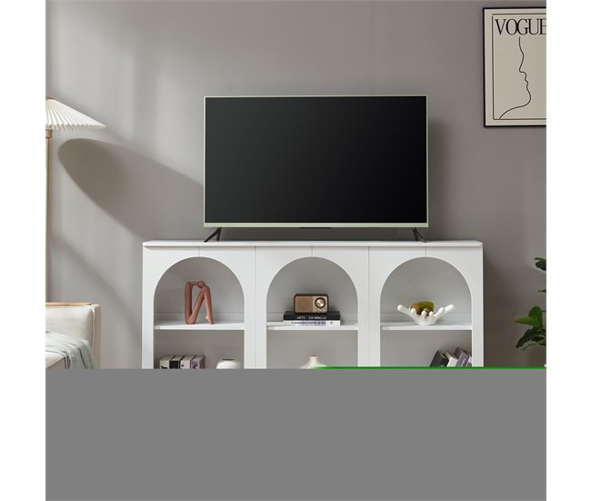 Aparador Trorhun diseño arqueado de 2 niveles [en.casa] 160 Blanco