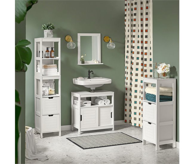 Mueble Columna de baño FRG126-W SoBuy Blanco