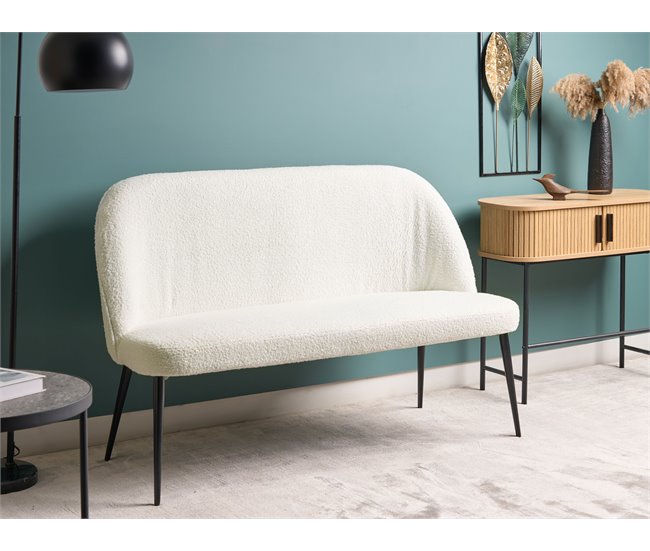 Beliani Sofá de 2 plazas Bouclé OSBY Blanco