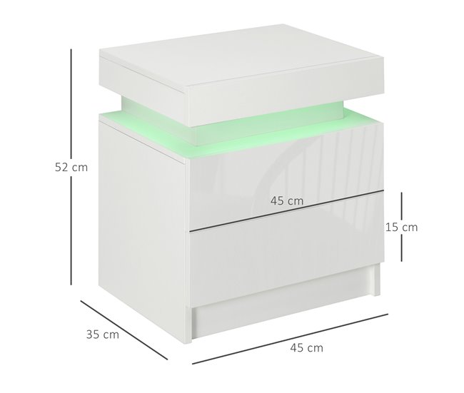 Mesita de Noche Melamina de Madera HOMCOM 45 Blanco