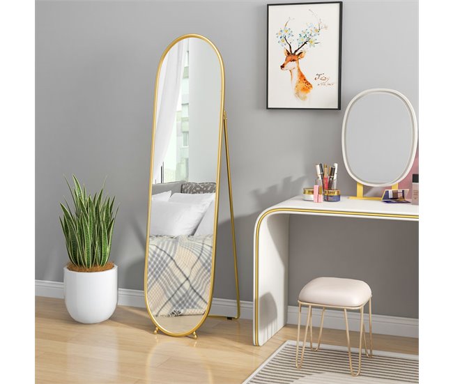Espejo de Pie Metal, Vidrio HOMCOM, hogar - decoración Dorado