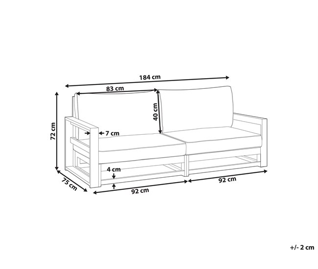 Beliani Sofá de jardín Madera de acacia con certificado FSC® TIMOR Madera Oscura