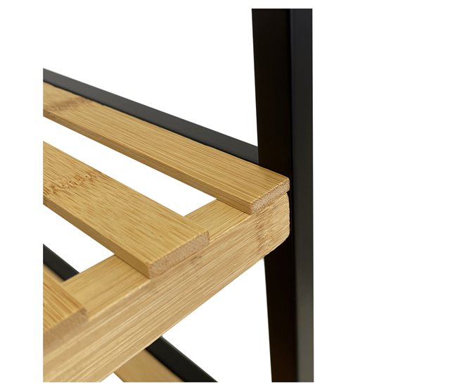 Acomoda Textil - Zapatero de Madera y Metal Amplio. (3 niveles) Negro/ Madera