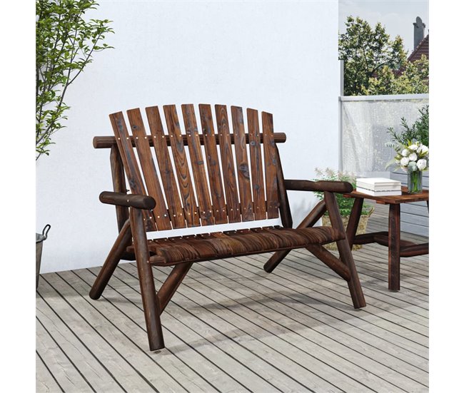 Banco de jardín de 2 plazas madera 119x85 Madera Clara
