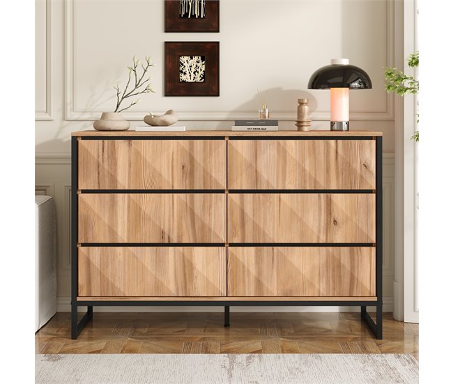 Cómoda doble con 6 cajónes Natural