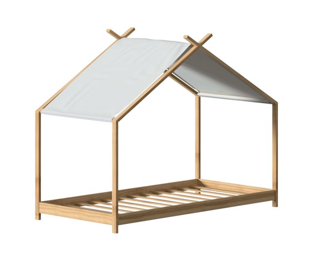 Cama Juvenil Infantil Tida de Campaña Ilian Blanco/ Madera