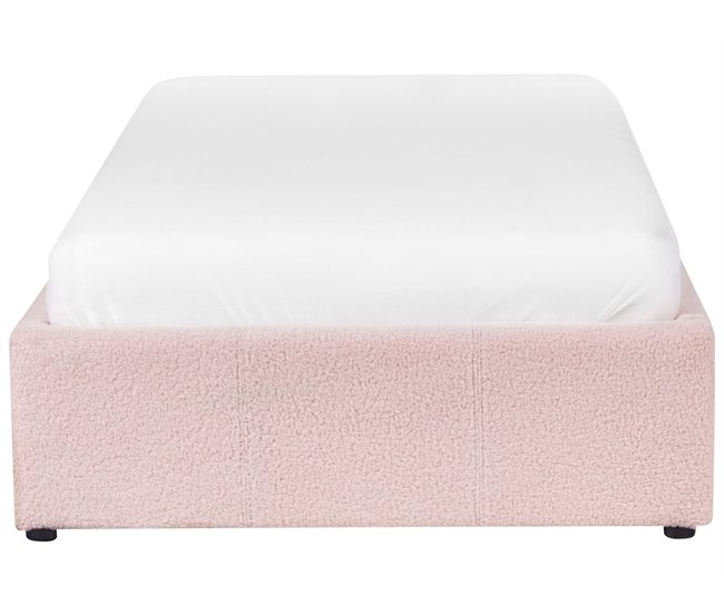Beliani Cama con somier Bouclé DINAN 97x214 Rosa Talco