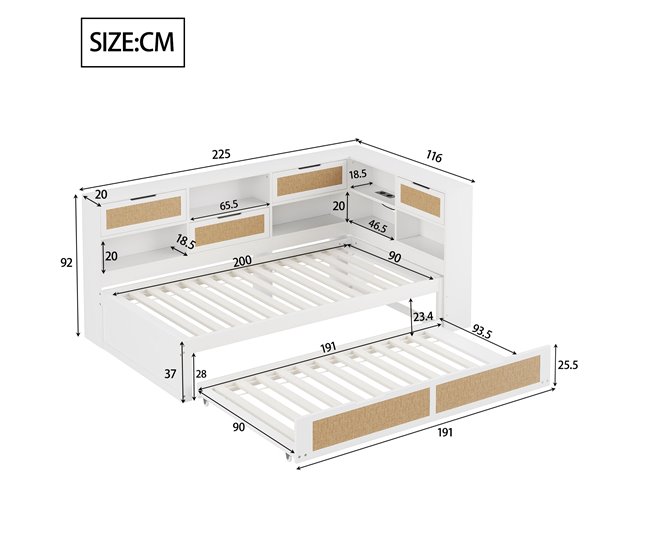 Camas nido 116x225 Blanco