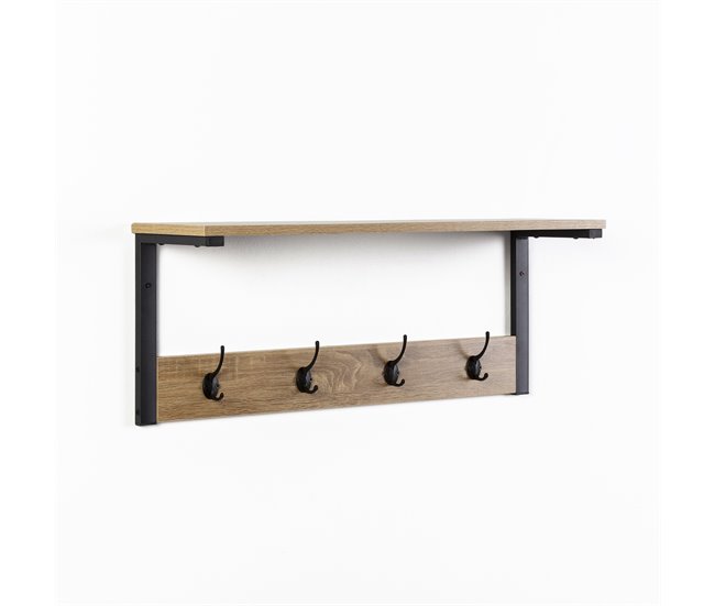 Perchero de Pared Arlet 4 Perchas y 1 Estante Madera