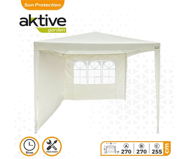 Cenador jardín c/ventana y 2 paredes 270x270 cm beige Aktive Beige