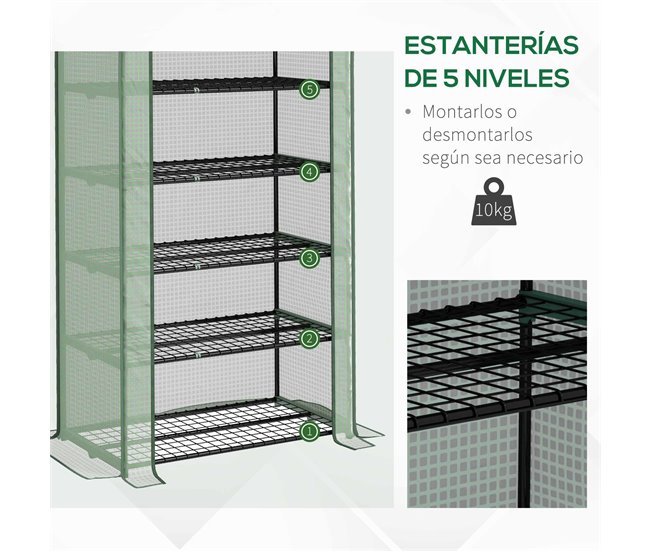 Invernadero de Jardín Acero, PE Outsunny Verde